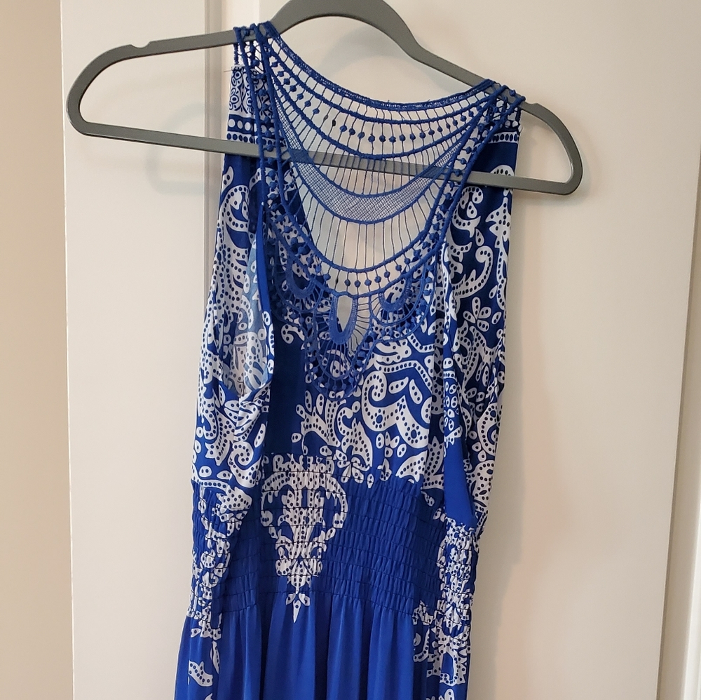 Cobalt blue maxi dress.